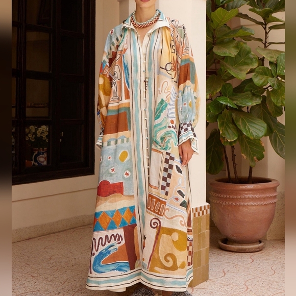 ALEMAIS Michelle Long-Sleeve Linen Shirtdress - Picture 2 of 16